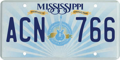 MS license plate ACN766