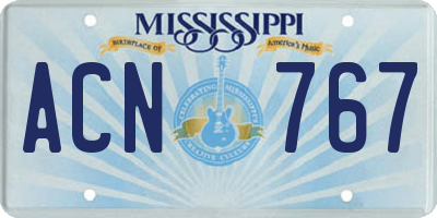 MS license plate ACN767