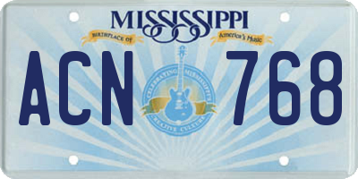 MS license plate ACN768
