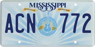 MS license plate ACN772