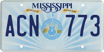 MS license plate ACN773