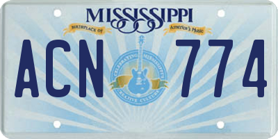MS license plate ACN774