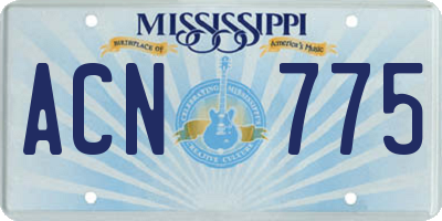 MS license plate ACN775