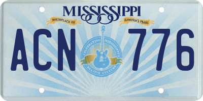 MS license plate ACN776