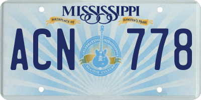MS license plate ACN778