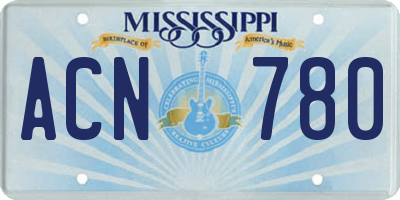 MS license plate ACN780