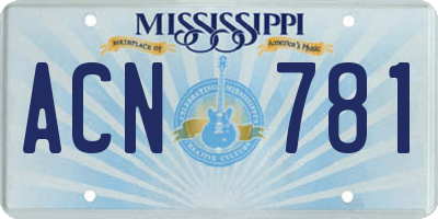 MS license plate ACN781