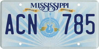 MS license plate ACN785