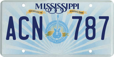 MS license plate ACN787