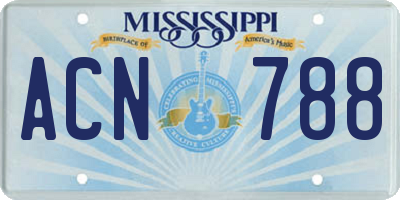 MS license plate ACN788