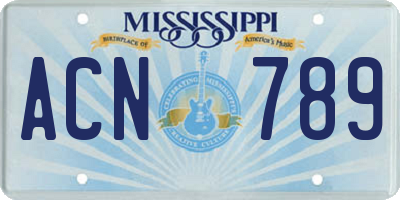 MS license plate ACN789
