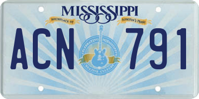 MS license plate ACN791