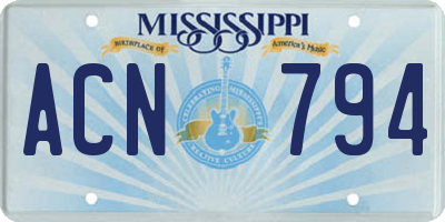 MS license plate ACN794