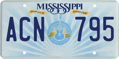 MS license plate ACN795
