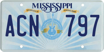 MS license plate ACN797