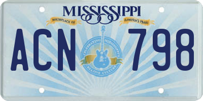 MS license plate ACN798