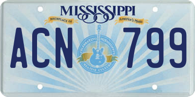 MS license plate ACN799
