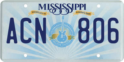 MS license plate ACN806