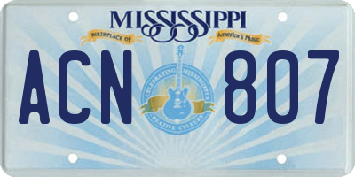 MS license plate ACN807