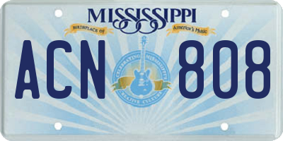 MS license plate ACN808