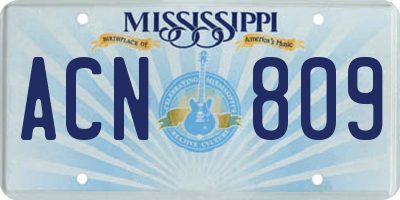 MS license plate ACN809
