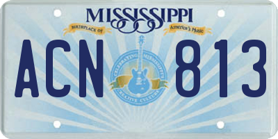 MS license plate ACN813