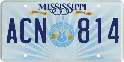 MS license plate ACN814