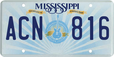 MS license plate ACN816