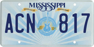 MS license plate ACN817