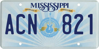 MS license plate ACN821