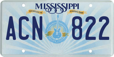 MS license plate ACN822