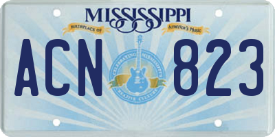 MS license plate ACN823