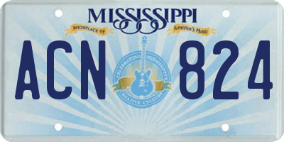 MS license plate ACN824