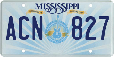 MS license plate ACN827