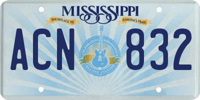 MS license plate ACN832