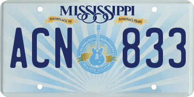 MS license plate ACN833