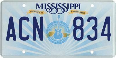 MS license plate ACN834