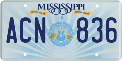 MS license plate ACN836
