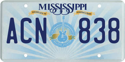 MS license plate ACN838
