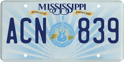 MS license plate ACN839
