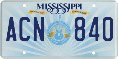 MS license plate ACN840