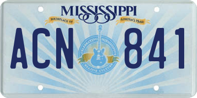 MS license plate ACN841
