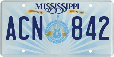 MS license plate ACN842