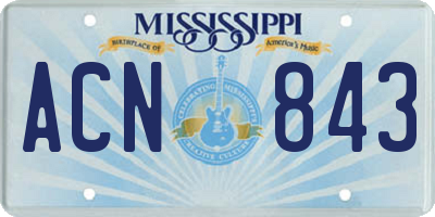 MS license plate ACN843
