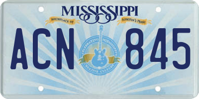 MS license plate ACN845