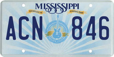 MS license plate ACN846