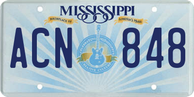 MS license plate ACN848