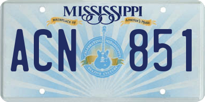 MS license plate ACN851