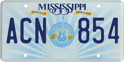 MS license plate ACN854