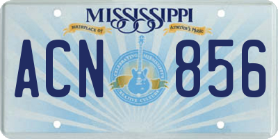 MS license plate ACN856